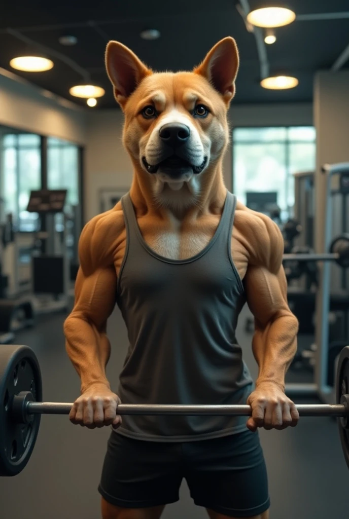 Muscular Snoopy in the gym