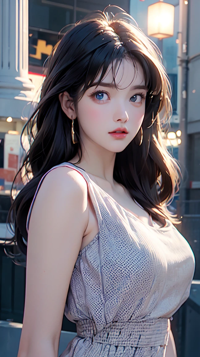 Ulchan-6500-v1.1, (Raw photo: 1.2), (Photoreal), beautiful detailed girl, 目と顔 very detailed, 21 years old, purple hair , beautiful thin blue eyes, huge file size, high resolution, very detailed , highest quality, [masterpiece: 1.6], lighting, very detailed, cg, finely, highest quality, 8k wallpaper, film lighting, 1 girl, perfect body shape, big firm chest、【chest medium-big、heavy chest】、cute droopy eyes、beautiful big eyes、There is a light in my eyes、long purple hair and wavy hairstyle and bangs on the forehead、wearing a white Greek goddess style dress with gold details、Greek landscape (mount olympus)、dynamic pose、giant hoop figure