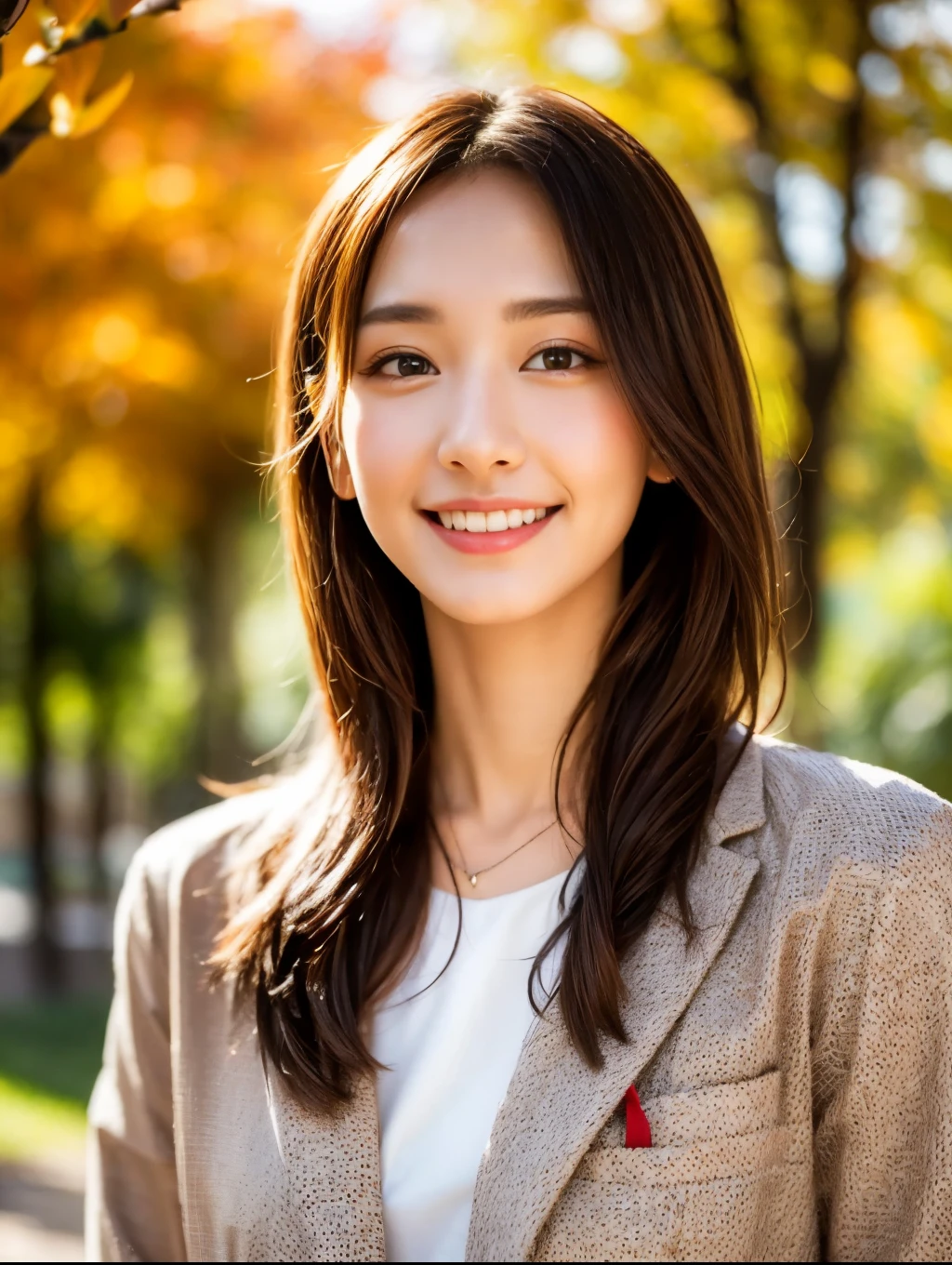 best quality 、masterpiece、( Photorealistic:1.4)、One Girl、Smiling Eyes、(Urzan-6500-V1.1:1.0)、Brownish、 Brown Eyes 、2、Beautiful woman、、Autumn Clothes、 dropdown、Yui Aragaki、Yui Aragaki,