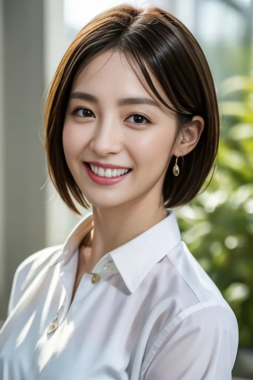 1 Female,Photorealistic,Highest quality,Ultra high definition,8K,Cool Beauty,Beauty,Perfect Style,shirt,Tight pants,Japanese,Upper body close-up,smile