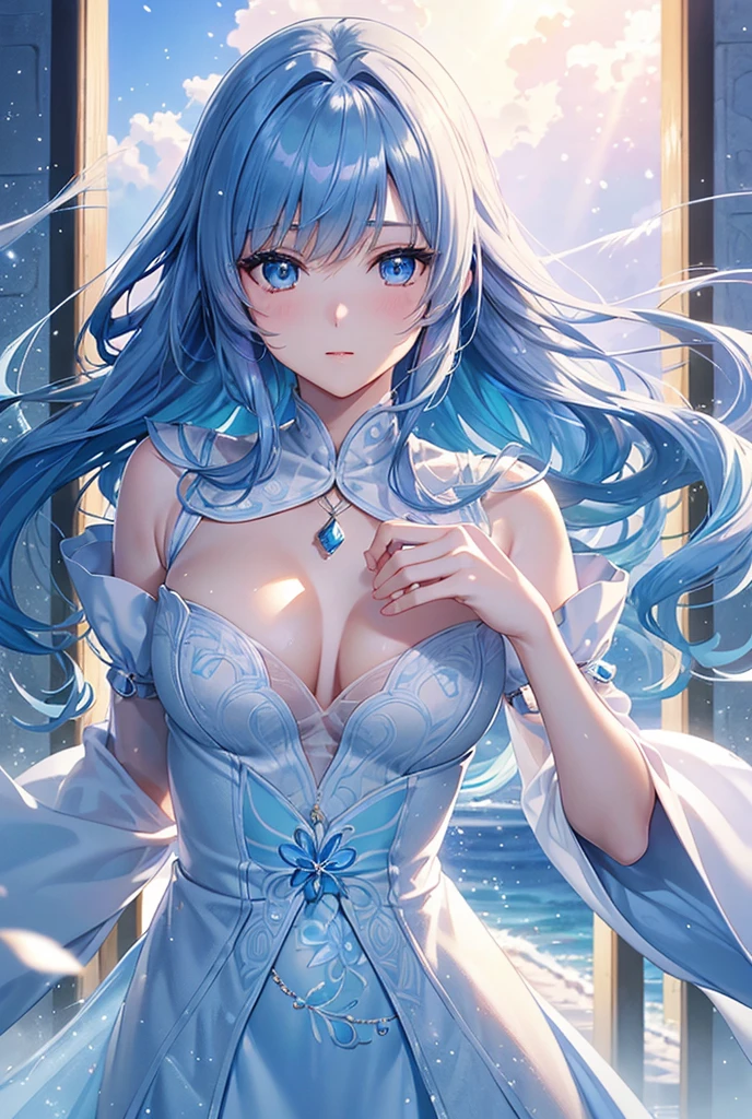 character: A beautiful woman, legendary, fairy, adult, (( white hoodie, innocent, manner)) ((((realistic oil art, 46-year-old Empress, vibrant look, with silver-bluish color hair, modest)), perfect body figure, very big breast, very big ass, beautiful face, milf, royal, shine eyes, blue eyes, ponytail long hair style, beautiful skin, Tachibana Omina art style, affectionate eyes, half a smile, a gentle expression on his face, serene scenery of spring under the snow, snow flake floating around, calm, breeze, sun, lake, reflection, in the background, butterflies in the sky, realism, ((Best quality))),8k,((Masterpiece)),(Extremely refined and beautiful), details: 1girl, masterpiece, extremely detailed, (beautiful detailed glow), lens flare, red flare lens, sun flare, clouds, backlighting, (blue sky) , light from behind, shadow on the figure, sparkling light , standing in the distance, looking at the viewer, full-length , elegance under the sun, hair ornament, movement motion, image look alive, Extremely details hair, fine details, cinematic lighting, beautiful lighting effect, creative design, full body frame, divine aura, hard harmony , sun light, perfect color transition, perfect balance of contrast, perfect color layer, perfectly smooth color blur, soft rendering, smooth color stroke, light glare, optic lens, light ray, soft colors, smooth colors blend, perfect color rendering, harmony, perfect color harmony, beautiful color, soft harmony, light particles, perfect details, intricate details, color prism, fine details, refine details, different view point)))