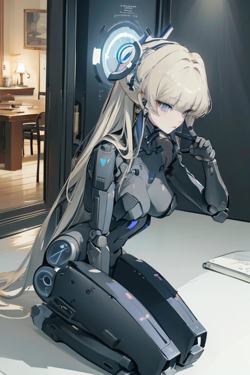 (masterpiece),(Highest quality),(Super detailed),(Best illustrations),(Best Shadow),(Absurd),(Detailed Background),(so beautiful), 16K, 8K, 4K,(Best Shadow),robotization,woman ,big bust,Robot Joint ,Metal skin,Black robot Suit,long hair,a black robot suit that covers the whole body,robot hand,cyber bodysuit,mecha head,(Detailed hands and fingers:1.2),Ball joint robot body,doll joint,beautiful face,beautiful robot girl,robotic eye,robotic hands,(no more human skin),android girl,cyborg girl,F cup, sexy body,(machine made joints:1.2),(machanical limbs:1.1),(blood vessels connected to tubes),(mechanical vertebra attaching to back),(mechanical cervial attaching to neck),no messy picture style,no emotion,Rosetta [Punishing Gray Raven],Toki Asuma