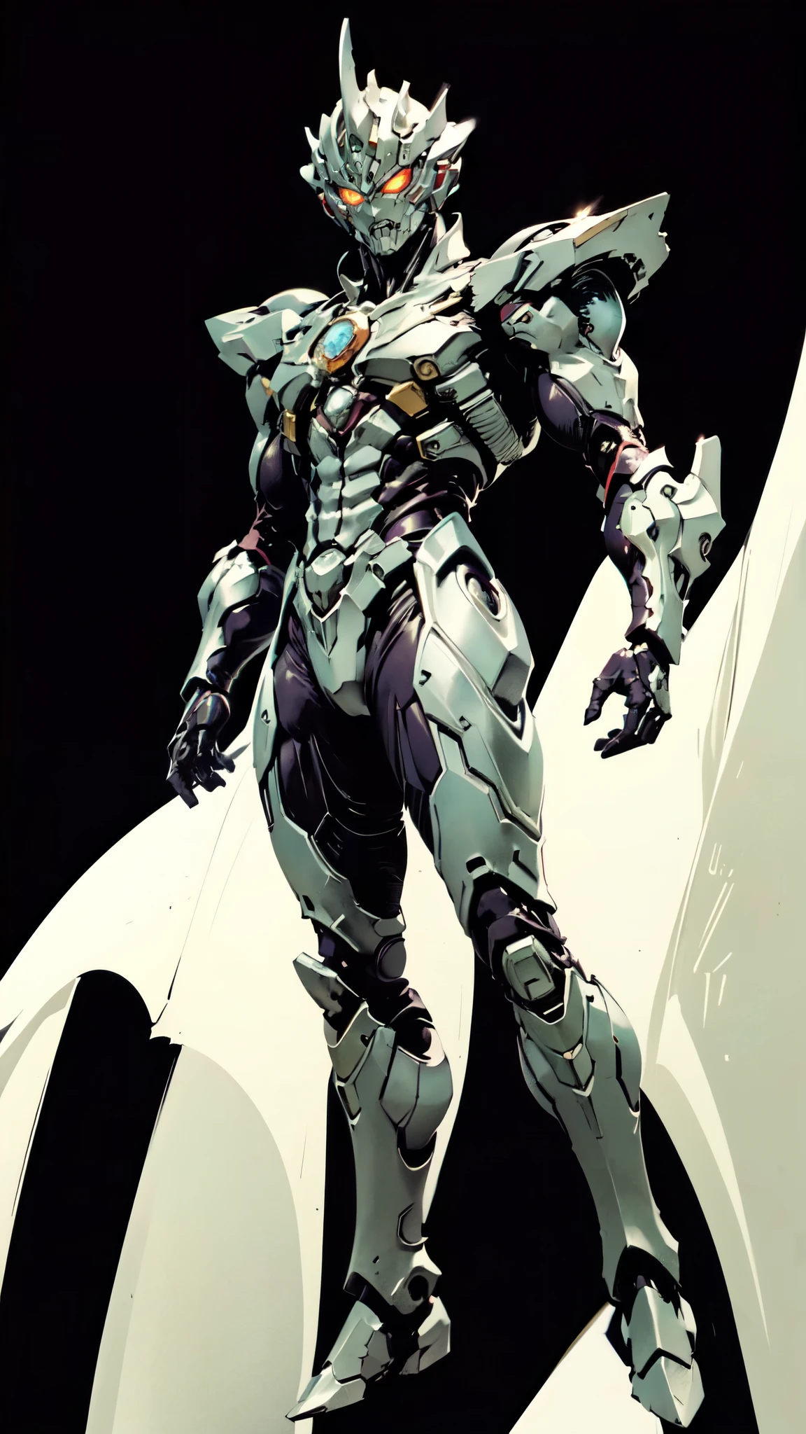 (masterpiece:1.5, best quality:1.5, extremely delicate:1.5, dynamic angle:1.5), ((male:1.5)), Biomimetic humanoid Mecha, green eyes, fully enclosed shoulder guards, matching arm and leg guards, gemstone, full body, full armor, the design balances heavy with agility, organic biotech armor, (the color scheme is primarily Golden and Black with Red and Green accents, concept Inspired by Vampire, glowing eyes, the armor glows), standing, floating high above the futuristic sci-fi city, a finely crafted Super robot in anime style, exquisite and mature art style, metallic, dramatic, high definition, highres, ultra-detailed, ultra-fine painting, professional, anatomically correct, symmetrical face, extremely detailed eyes and face, high quality eyes, creativity, RAW photo, UHD, 32k, Natural light, cinematic lighting, (masterpiece-anatomy-perfect:1.2)