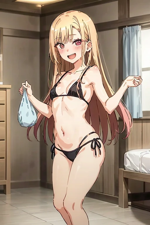 Hiro Default,shinosawa hiro,thin,Orange eyes,White eyelashes,blonde,Long Hair,Hair Clip、blush、The whole body is visible、Pregnant women、White Micro Bikini、slim:1.5、Standing back、Ohogao, teary-eyed, drool, half-closed eyes, trembling, rolling eyes、
frown, angry、open mouth、
tongue out、