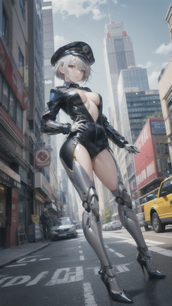 ultra-detailed, Explicit, Beautiful body, Beautiful Nose, Beautiful character design, perfect eyes, perfect face, ultra highres, 4K, beautiful legs, perfect legs, Nice hands, Perfect hand, Masterpiece, Best Quality, Highly detailed, illustration, absurdres, street fighter, doll suit, shadaloo doll, dollsuit, 1girl, Solo, expressionless, blank eyes, looking at viewer, red gloves, emotionless, black latex, corrution, mind control, female combatant, full body, hypnotized, unhappy trance, full body suit, ribbed bodysuit, both arms at side, stand up straight, obey, perfect female body, extremely glossy latex, hypnosis, hypnoLora, empty eyes, Mind control device, poses, brainwashed, submissive_pose, Slave, hat, necktie, stand up straight, standing, standing at attention, belt, latex, garter belt, thighhighs, garter belt, nazi saluting, military, military saluting, salute, Pope Joan, Fate/Grand Order, grey hair, long hair, blue eyes, braided_hair_rings, very long hair, hair rings