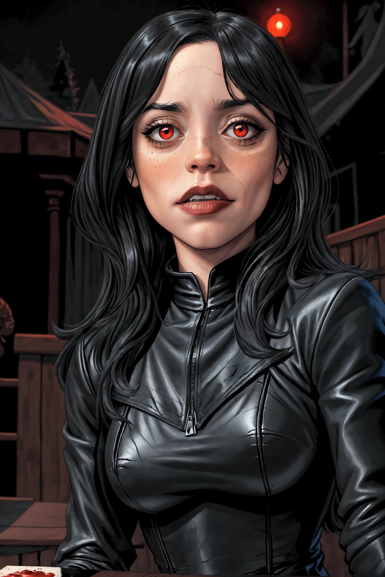 Highest quality High resolution Simple Remainsの様なDungeons RemainsDungeons Long bangs Adult female Adventurer Girl Loose expression cute smile Leather jacket Beautiful Eyes One Woman Long side hair Very black hair Shiny long hair Straight hair Ahoge Wide sleeves Long hem cute目 Remains Dungeons Underground maze
