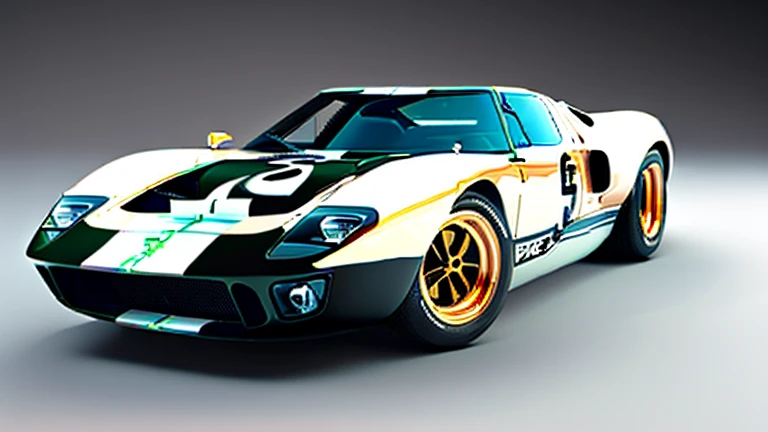 Picture in 3D. Ford gt40 car in white and black.