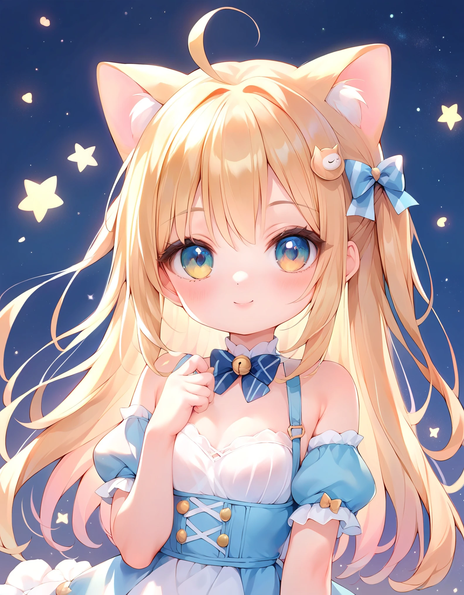 score_9, score_8_up, score_7_up, source_anime, best quality, masterpiece, uncensored, 1girl, anime coloring, , cat ears, starry night sky,