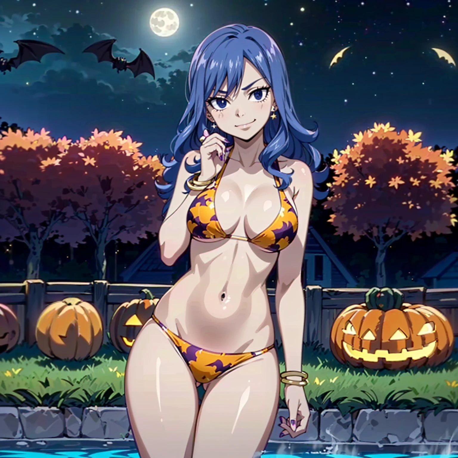 8K, Nami (One Piece), 1 Girl, NSFW, Full Body, Beautiful Long Leg, Slim Body, Narrow Waist, Barefoot, Bare Arms, Bare Shoulders, Standing, Tall, Model Figure, Bikini, Eiichiro Oda, Official Art, Space Background, Seductive and Sexy, Shape Limbs