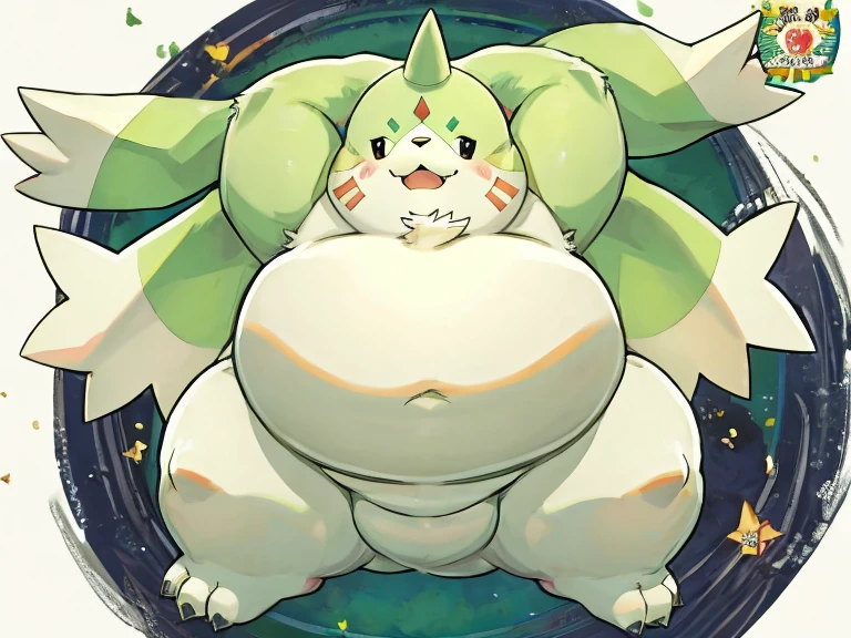 Gargomon、megami magazine、High image quality、high quality,Tall、 thick legs like animals、Fatty cheeks、Thick arms、Thick neck、Sharp Claws、Fat-filled legs, Thick twisted horns、full body、masterpiece、Cute face、maid