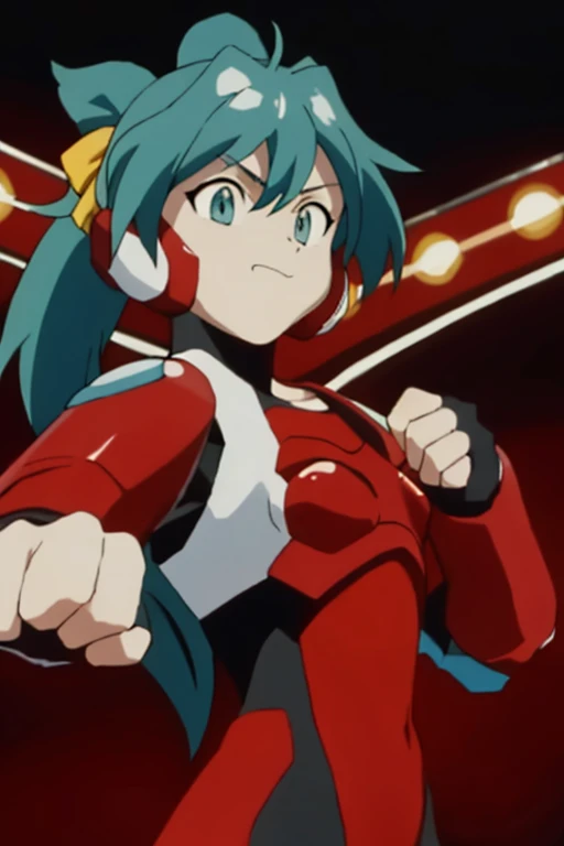 solo, 1girl, attack, {{punching at viewer}}, looking at viewer, Inside the underground martial arts ring, vivid color, moving line, mfmiku, masterpiece, and ultra-high resolution reveal the absurdity of this scene,