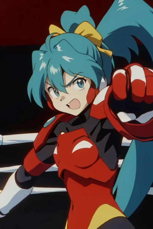 solo, 1girl, attack, {{punching at viewer}}, looking at viewer, Inside the underground martial arts ring, vivid color, moving line, mfmiku, masterpiece, and ultra-high resolution reveal the absurdity of this scene,