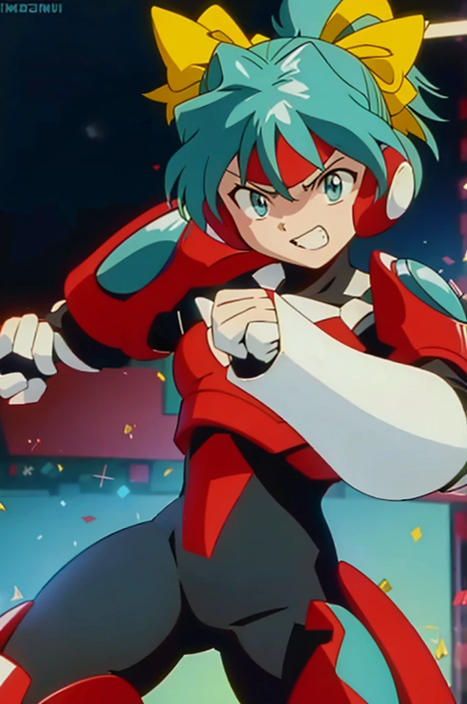 solo, 1girl, attack, {{punching at viewer}}, looking at viewer, Inside the underground martial arts ring, vivid color, moving line, mfmiku, masterpiece, and ultra-high resolution reveal the absurdity of this scene,