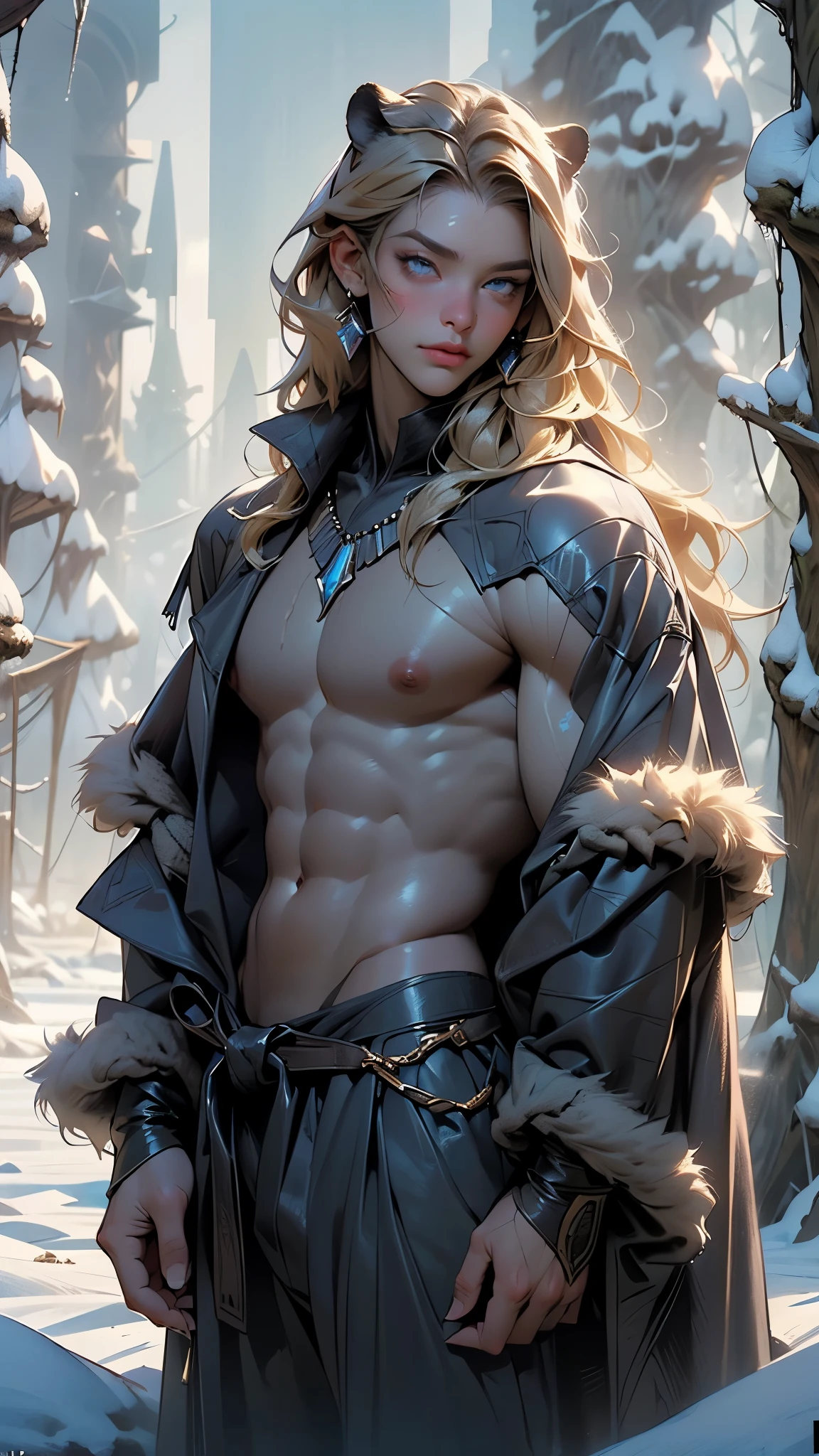 "Show Doom (Lucifer) from DOTA game in her Dread attire, with ominous, no having clothes,shadowy armor and a haunting aura, have massive k-cups, in a nightmarish, cursed landscape with twisted trees and eerie, floating lights."

