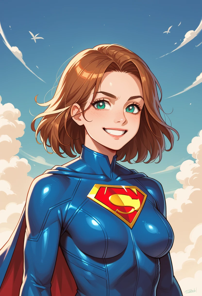 masterpiece, best quality, score_9, score_8_up, girl, smile, superhero,