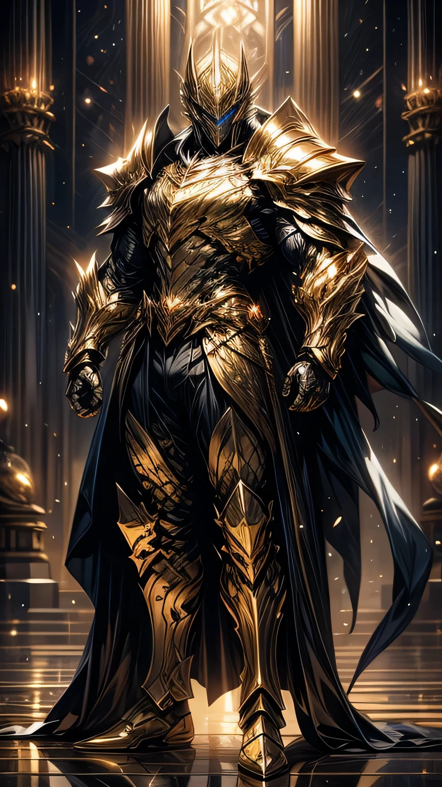 Masterpiece, best quality, high resolution, highly detailed, 1 young boy, handsome face, short black hair , with bright grey eyes ( glowing eyes ), wearing a golden hoodie, and golden pants, golden watch and battle armor, muscular build, surrounded by the splendors of the universe, pay attention to stunning details, and achieve a resolution of 64k, high quality, with a majestic aura of authority full body.