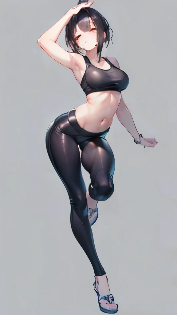 Replace the people in the picture,Hold the feet with both hands,8k,ultra high resolution,ultra high definition,masterpiece,high ponytail,huge breasts,(((Anatomically correct))),perfect face,supermodel,Delicate skin,(((brown pantyhose)))