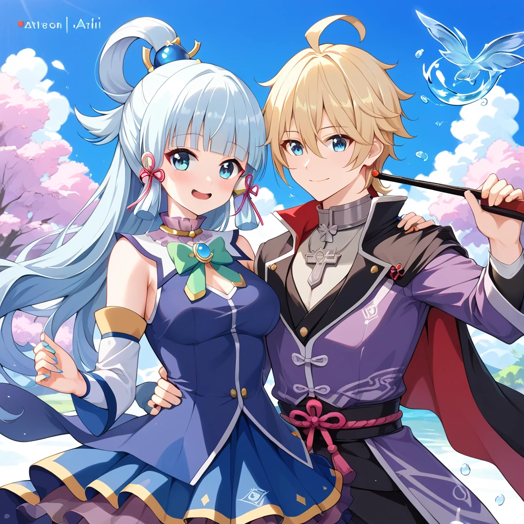 Closeup of a person wearing a dress and cape , Alchemist Girl , Aqua from Konosuba, Hajime Yatate, Flabby purple robe, ,  Anime Moe Art Style , Ayaka Genshin Impact, Tsuaii,  and I'm putting that on hold , zerochan Art, ((Wearing noble robes)), /!\  witch-inspired concept art。 close-up of a person wearing a dress and cape , Yu Zhiding , Pixiv,  conceptual art , Alchemist Girl , Aqua from Konosuba, Hajime Yatate, Flabby purple robe, ,  Anime Moe Art Style , Ayaka Genshin Impact, Tsuaii,  and I'm putting that on hold , zerochan Art