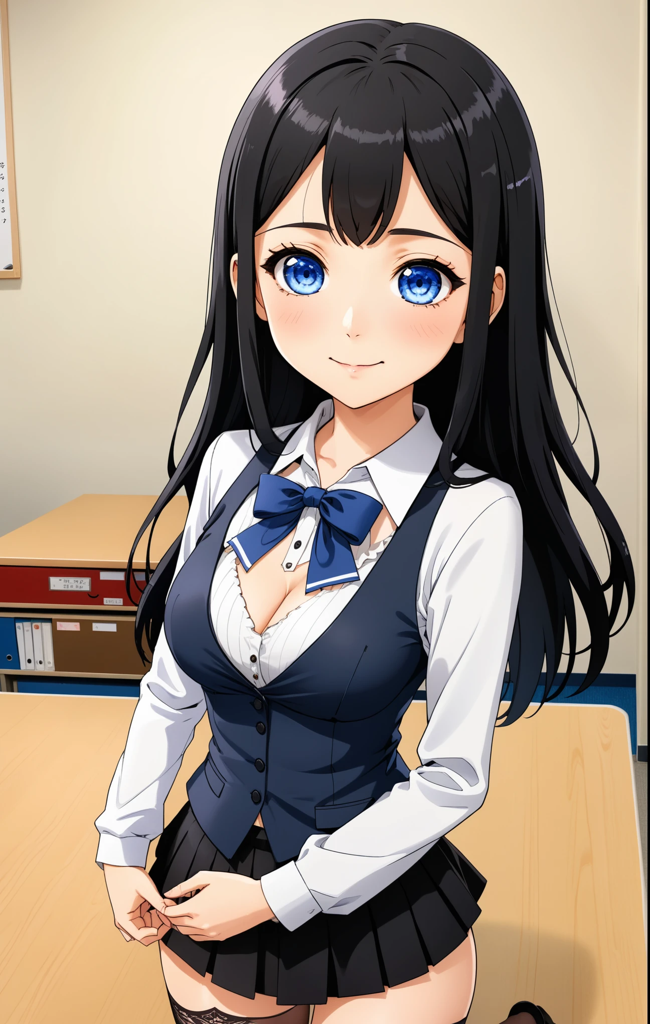 Expressiveh, egirlthot, chibiIcon, , score_9, score_8_up, score_8, (top quality,8k wallpaper),(masterpiece,best quality:1.2), ((source_anime, anime)), 1girl, , , ((black hair, long hair, )), old, mother, milf, teacher , ,, white skin, makeup, , saggy breasts, amused eyes, amused smile, , , wide eyes, jealous, jealousy, very jealous, yandere, caring, teaching , professor, , , black eyebrows, , , , egirlthot, , obsessive, , black mascara, black eyeliner, blue eyes, , , Goth girl, egirlthot, , , big sister, , large eyes, beauty mark, , giggling, laughing, leaning , , athletic , long fingernails,s1z3d1ff_t4lk, taller girl, standing, legs straight, bent forwards, arched back, hands on knees, , [[from below]:0.5], pov, eye contact, chibi, icon, cartoon, big head, wide hips, wide torso, plump, big eyes, big belly, saggy breasts, bursting breasts, icon, avatar, close up, clothed, teacher,