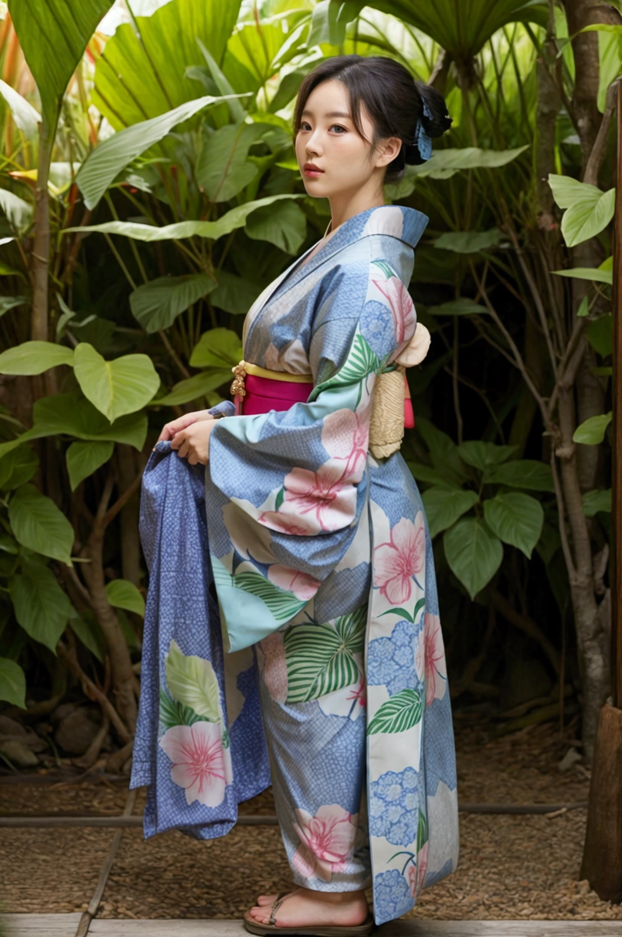 Kimono, in jungle