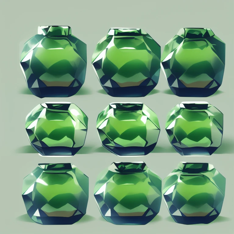 green potions inside crystal containers,Simple background