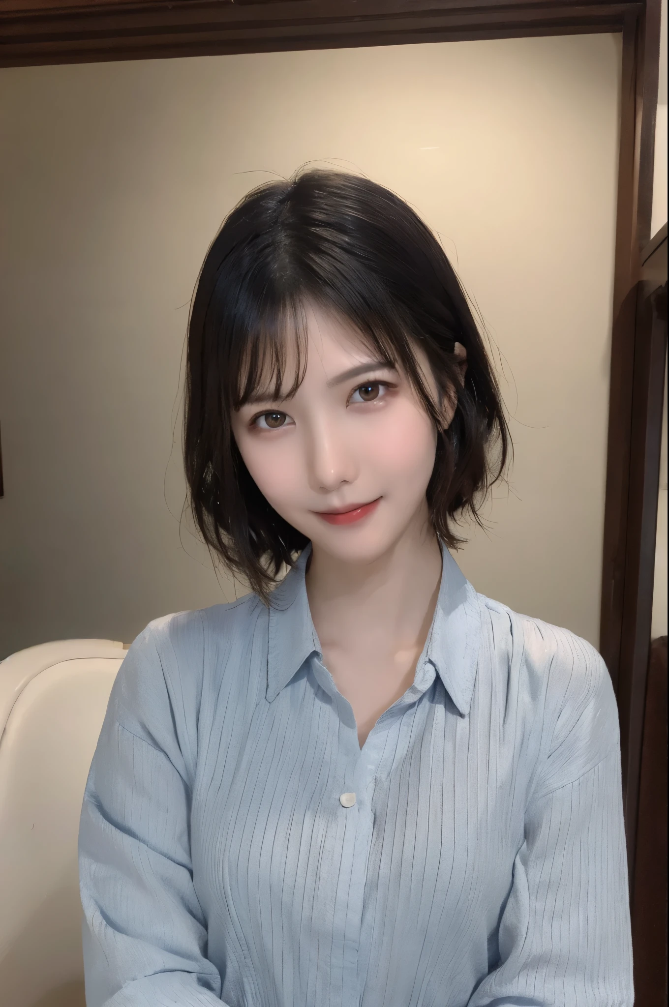 168
Shorthair, a 20 yo woman, gentle smile, working suit
