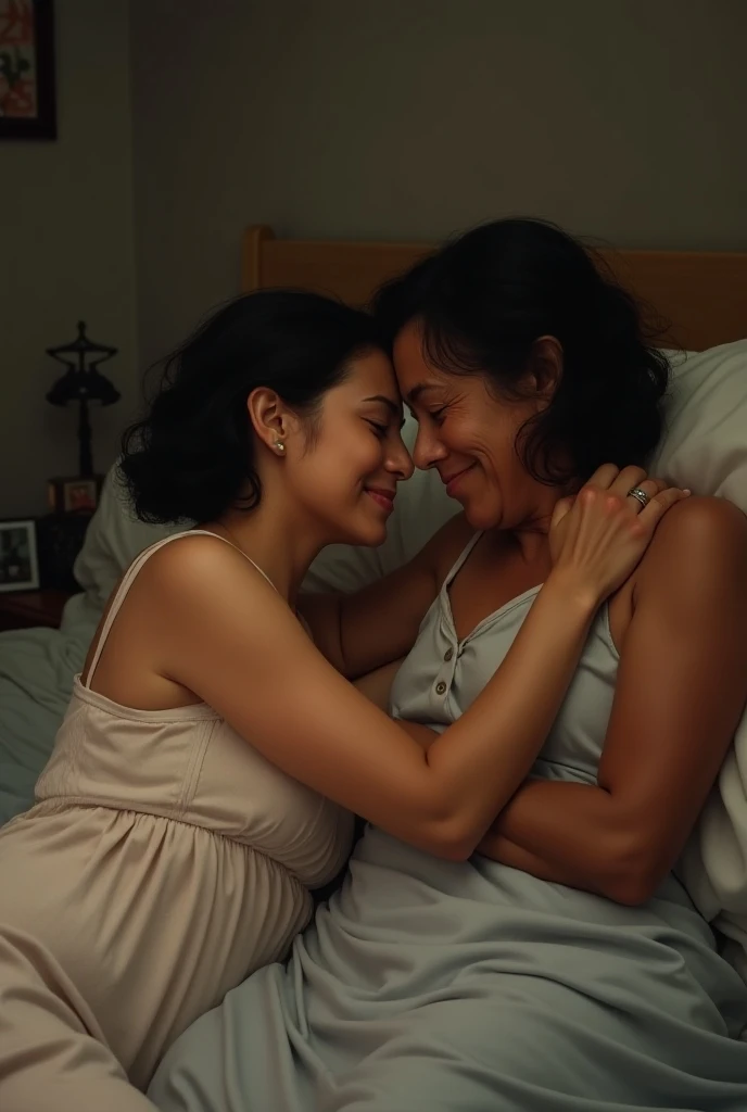 kamala harris, alexandria ocasio cortez, two beautiful women in bed