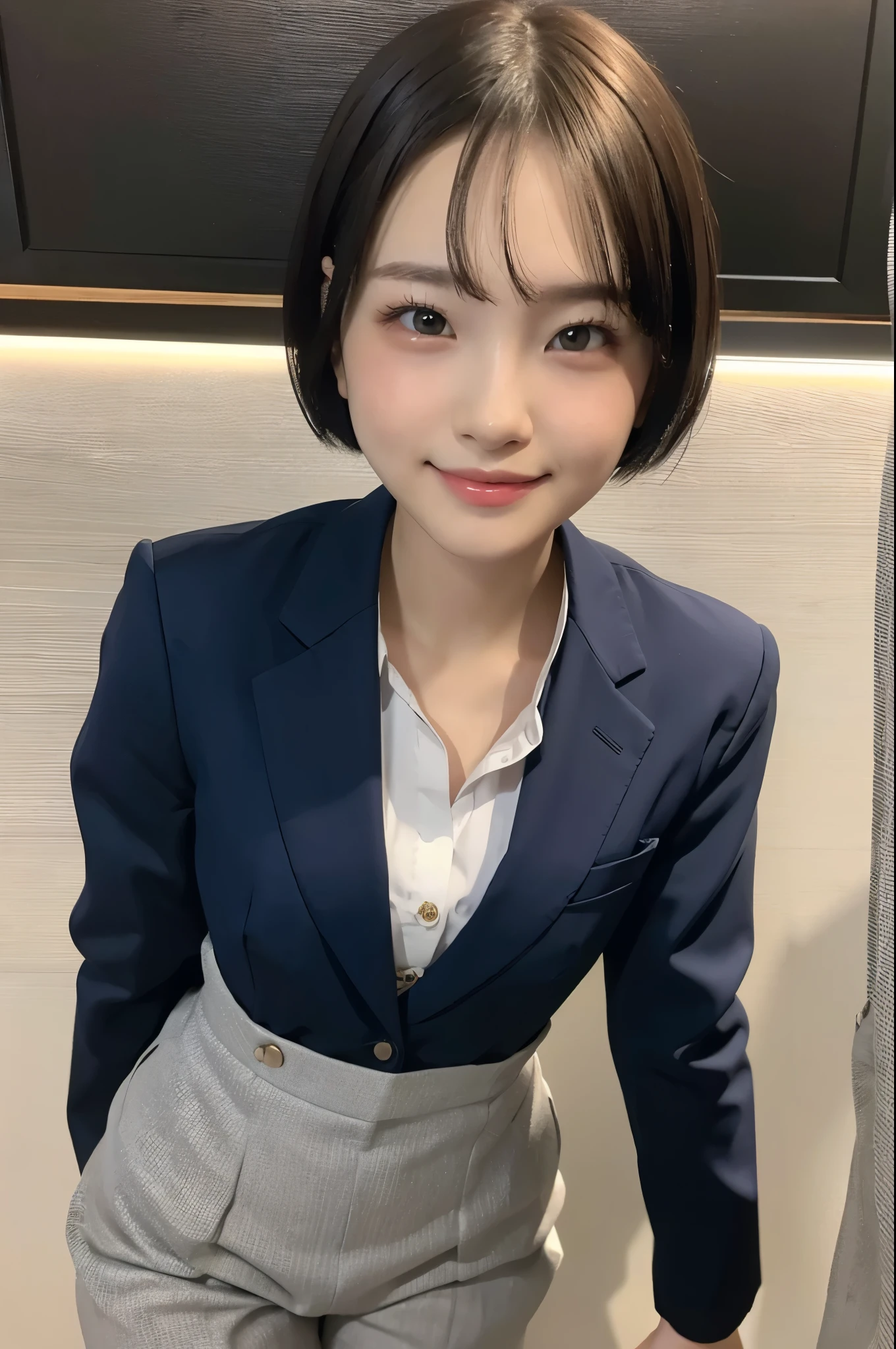 168
Shorthair, a 20 yo woman, gentle smile, working suit
