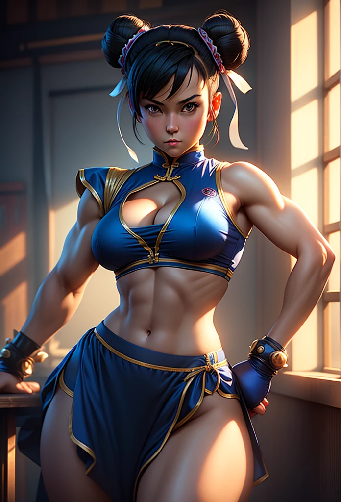 Masterpiece,Solo,One Girl,Chun Li,(Street fighter),Big Breasts,Perfect Body,Sexy Body Hot,High Quality,High Resolution,Photograph 16K,Ultra Detailed,Ultra HD,Doubel Bun,Hair Ribbon,Beautiful,Beautiful Woman,Mini Bra,Mini Panties,Classroom Background 