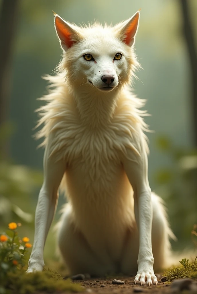 A shadow of a fox that has human features 
