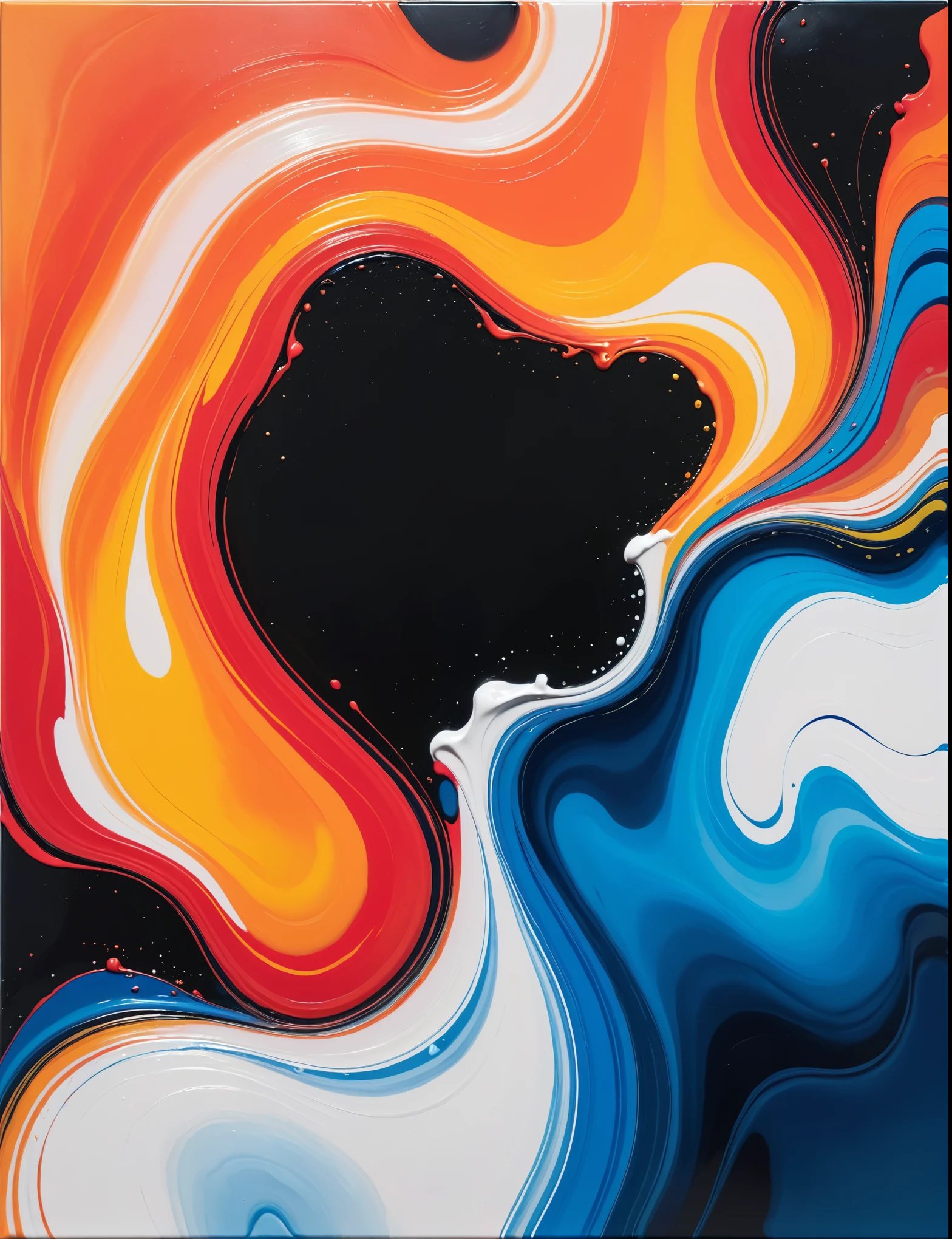 painting of a colorful wave of paint on a white surface, abstract liquid acrylic art, mixed liquid acrylic, paint pour smoke, pour painting art, fluid acrylic pour art, inspired by Frederic Church, paint on black velvet canvas, organic acrylic flow art, fluid acrylic, inspired by Morris Louis Bernstein, atmospheric”, atmospheric ”, inspired by Cleve Gray, acrylic pouring, The sky and ground should blend seamlessly, creating a calm and balanced composition