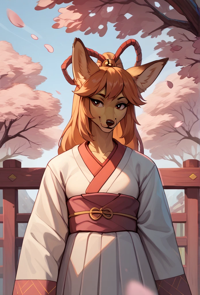 score_9, score_8_up, score_7_up, score_6_up, score_5_up, score_4_up, rating_safe, source_furry,
(ceroba), fox ears, female, solo, kimono, japanese clothes, boots,
smile,
upper body shot, (outdoors, cherry blossom), 