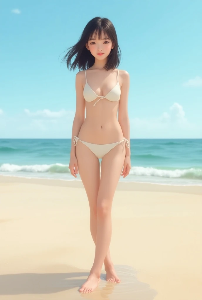 Masterpiece,Solo,1girl,Himawari Uzumaki,(Boruto),Big Breasts,Perfect Body,Sexy Body Hot,High Quality,High Resolution,Photograph 16K,Ultra Detailed,Beautiful,Beautiful Woman,Sexy Bra And Panties,Beach Background 