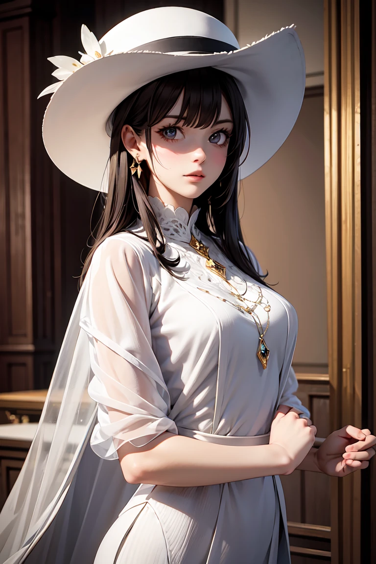  Masterpieces, hat, ,Beautiful young woman ,Dress appropriately
