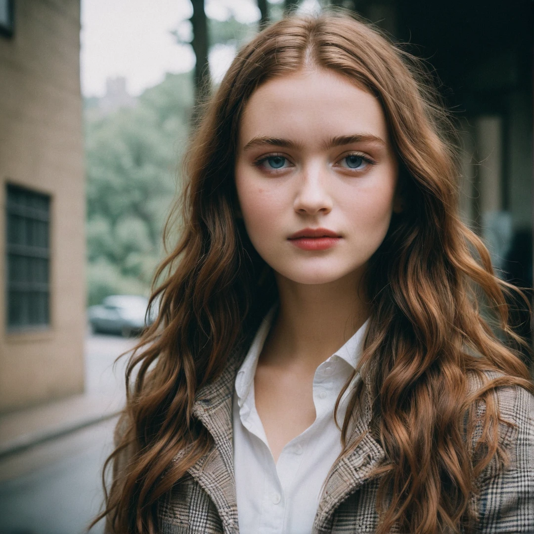 close-up headshot of ((ohwx woman)), ,a girl alone, dark night, film grain, depth of field, analog film style, vivid color, 1girl,  upper body, only her face, rostro destapado, cara descubierta
(looking at  the viewer:1.1),
long hair, blond,   plaid skirt, fog, (night, dark, dark photo, grainy, dimly lit:1.3),  best quality, high quality, (realistic), (absurdres:1.2), UHD, ultrarealistic, noise,
soft skin,  (flying butterflies:1.2),
long messy hair,
film grain, depth of field, analog film style,
editorial photo,  woman,
(best quality:1.2), absurdres, BLOOM, fog,
shot on Fujifilm Superia 400, Short Light,  32k, cinematic composition, professional color grading, film grain, atmosphere, wondrous, very sunny,
motion blur, only her face, face close up, sin cabelllo en la cara, rostro libre