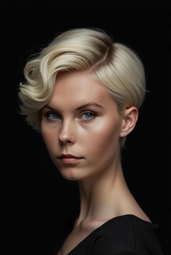 masterpiece, realistic, 8K, (ung girl:1.5), 14 years, Russian, Blue eyes, flat chest with beautiful erect nipples, simple long gray-green tank top without sleeves and decorations on the naked body, (ruffled silver (gray-haired) hair:1.1), (полудлинные hair:1.1), Looking into the distance, the heavy look of a man who has seen some bullshit with an absolutely serene expression on his face, Free standing pose