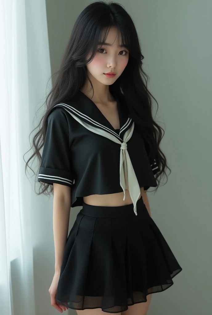 ((masterpiece, amazing quality)), (unity 8k wallpaper), (absurdres), (ultra detailed, ultra highres:1.5), (sharp focus), (insanely detailed), extremely detailed CG, beautiful face, super fine illustration, pastel colors, kawaii, cute colors
1girl, (long straight hair:1.3), black hair, (extremely detailed hair), closed eyes, smile, open mouth, (black serafuku:1.5), (extremely detailed skin)