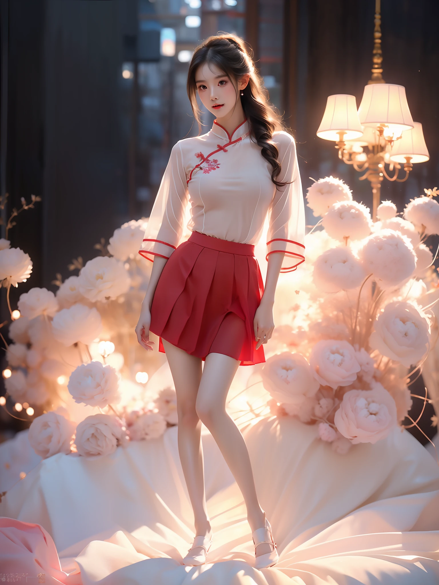 minguoxiaofu,school uniform, tangzhuang,
red shirt
pink shirt
white shirt
blue shirt
long skirt
medium skirt
short skirt
see-through
translucent
naked, ((full body)), (Asian beauty: 1.3), girl, solo, (toned body: 1.2) (naturally large breasts: 1.1), (visible cleavage: 0.8) (smooth flawless skin: 1.2), (perfect anatomical proportions: 1.3) (Naturally comfortable posture: 1.4) (anatomically correct legs: 1.3), (elegantly long legs: 1.3) 1.1) Hands gently lift the skirt (detailed features: 1.2), (big bright eyes: 1.1), (long eyelashes: 1.1) charming smile, gentle and confident expression Head slightly tilted long flowing hair (night scene: 1.1), (starry sky: 1.0), (space background: 0.9) (professional soft light: 1.2), (warm tone: 1.1) (Masterpiece: 1.4), (Super Detail: 1.3), (Sharp focus: 1.2) (Realistic: 1.2), (Hi-Fi: 1.1)