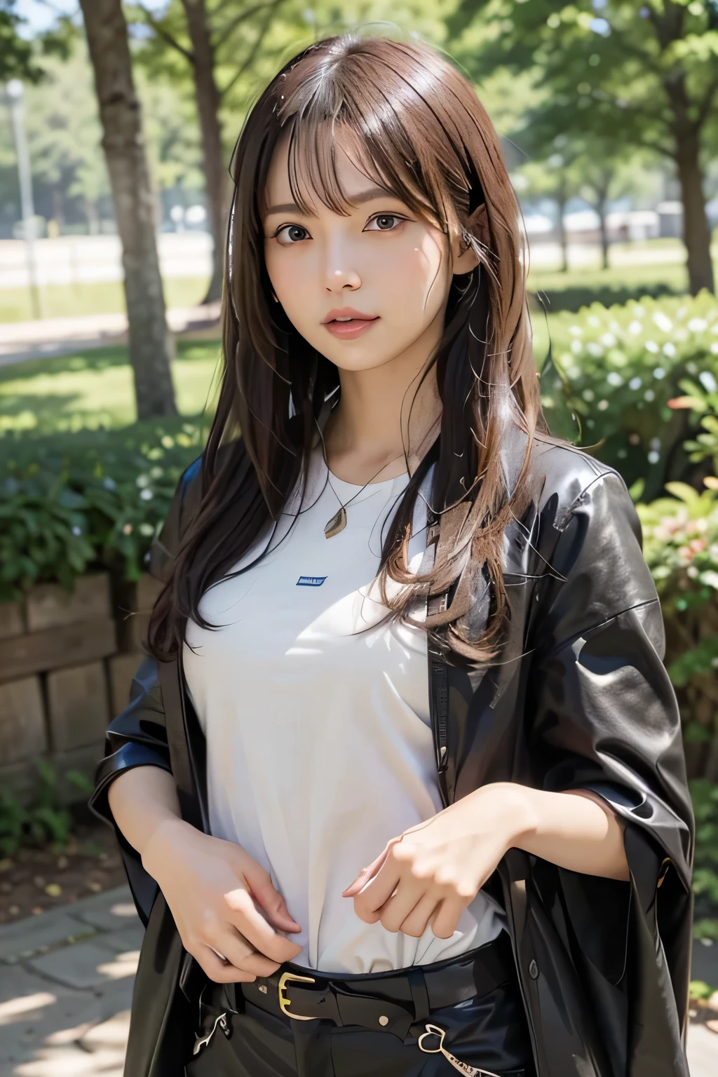 8k,A female adventurer from another world,so beautiful(Like the real thing),Adult woman in leather armor,Brown Hair,Cowboy Shot,Carrying long objects, Large sword,Brown combat trousers,Dagger on hip,Walking in mountainous areas,Perfect Face,Perfect hand shape,charm,Volume measurement,Body balance,超High resolution,super Realistic skin,Digital single-lens reflex camera, Soft lighting, high quality, Highly detailed face, Highly detailed eyes, highly detailed skin, skin, ((slim:1.4))、Scattered under the surface, Highly detailed face, Highly detailed eyes, Beautiful expression, Lip, Detailed Background, Written boundary depth, Small breasts、Volumetric Lighting, Sharp focus, Absurd, Realistic proportions, Excellent anatomy, (Realistic, 超Realistic:1.4), 16k hdr, dawn,High resolution,super Realistic skin,super Beautiful expression,Fantasy art,Character Art,Dynamic pose,compensate,Brown cloak,Carrying large luggage on your back,