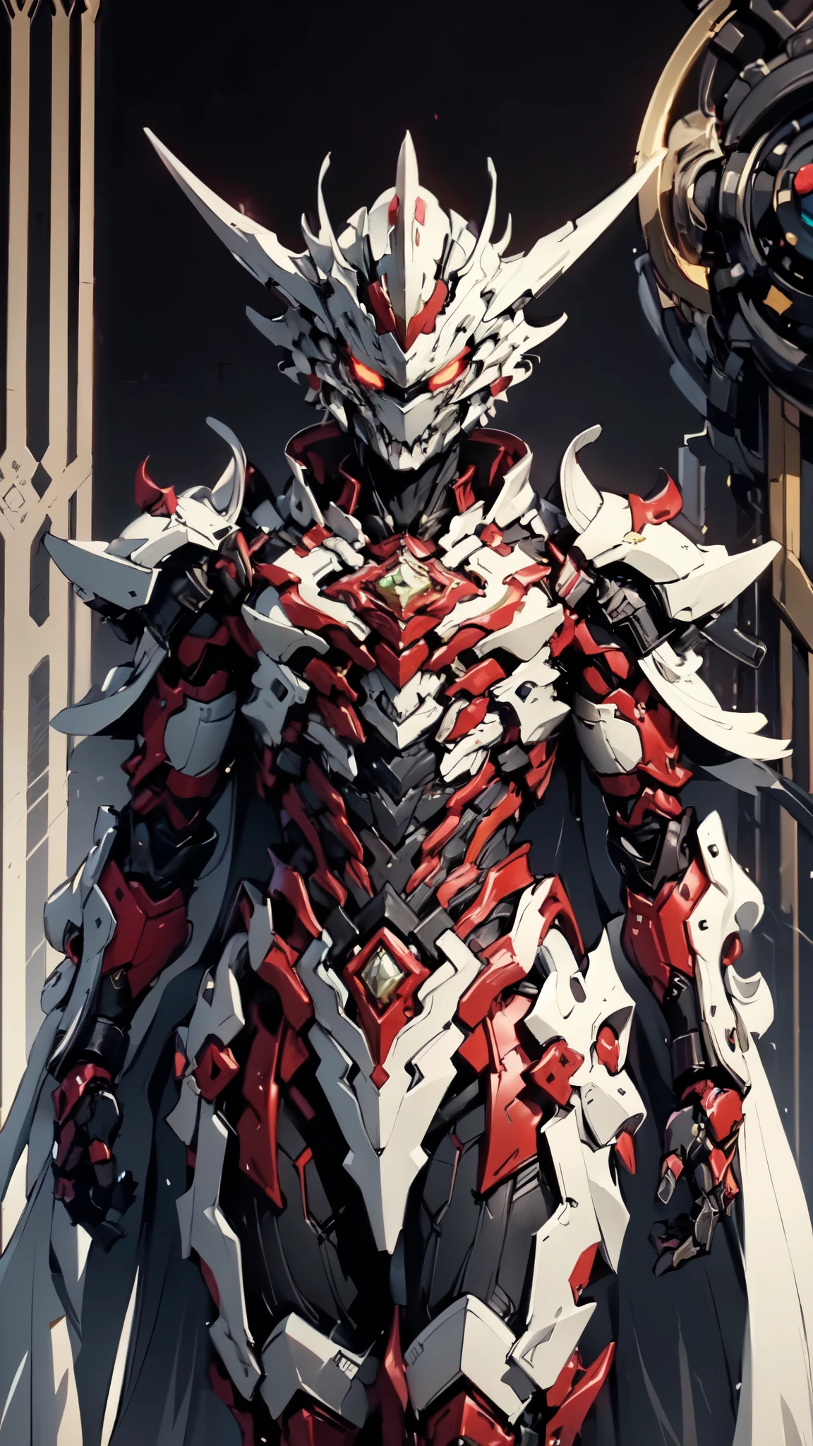 (masterpiece:1.5, best quality:1.5, extremely delicate:1.5, dynamic angle:1.5), ((male:1.5)), Biomimetic humanoid Mecha, green eyes, fully enclosed shoulder guards, matching arm and leg guards, gemstone, full body, full armor, the design balances heavy with agility, organic biotech armor, (the color scheme is primarily Golden and Black with Red and Green accents, concept Inspired by Vampire, glowing eyes, the armor glows), standing, floating high above the futuristic sci-fi city, a finely crafted Super robot in anime style, exquisite and mature art style, metallic, dramatic, high definition, highres, ultra-detailed, ultra-fine painting, professional, anatomically correct, symmetrical face, extremely detailed eyes and face, high quality eyes, creativity, RAW photo, UHD, 32k, Natural light, cinematic lighting, (masterpiece-anatomy-perfect:1.2)