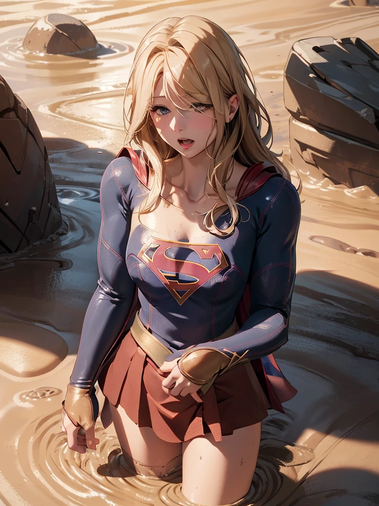 Masterpiece, very detailed drawing, professional illustration, cinematic lighting, light and shadow, detailed face, detailed eyes, (alone: 1.5), beautiful woman, Dragon Quest 5, Bianca, dildo, (dirty clothes: 1.7), (torn clothes: 1.6), big tits, big breasts, blond hair, long hair, braided hair, green dress, Orange cape, boots, silver necklace, crying face, goofy face, drool, lots of sweat on body, lots of water on body, tears pouring from eyes, tears running down cheeks, shame, face red from embarrassment, best shot, best angle, focus on face, zoom on face, close-up of face, ecstasy, orgasm, Back bending over