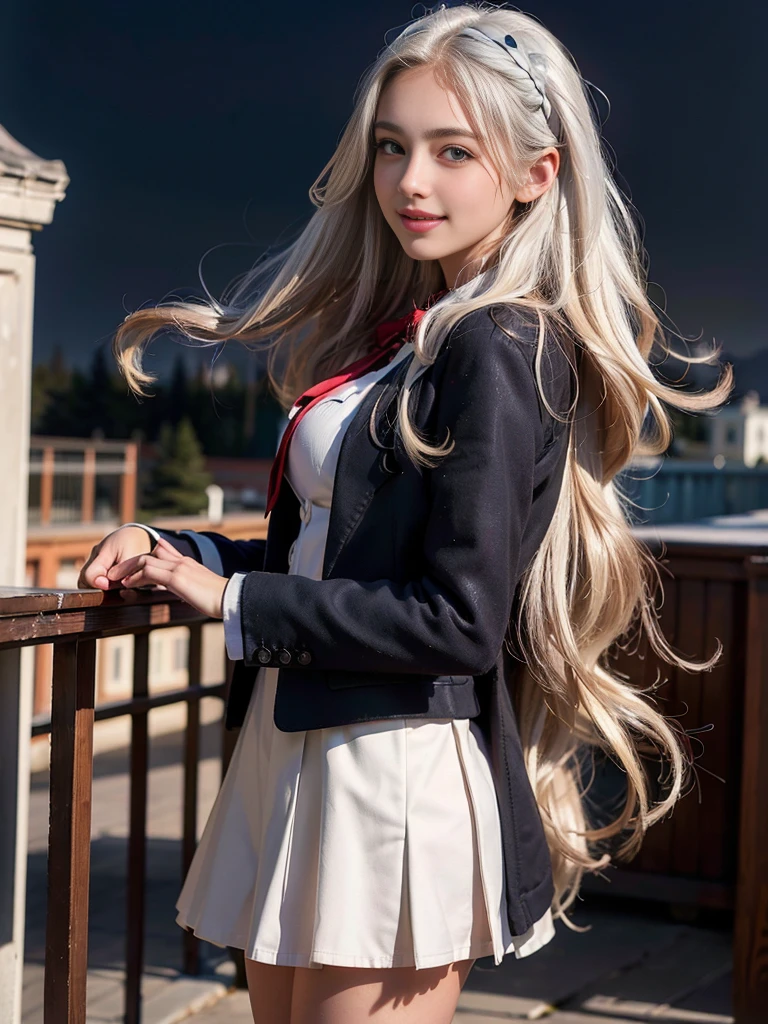 ( A picture of a super beautiful white-haired Russian schoolgirl duo standing:1.2)(The sexiest woman in the Arab world)(Smiling:1.2)(16k, RAW Photos, Best Quality, masterpiece: 1.2),( glossy wavy long hair greatly tousled by the wind :1.1) Super detailed,  super resolution, (Genuine, Genuine photos: 1.37), Portraiture,  high resolution RAW color photo , Professional photos,  very detailed, 8k wallpaper,  very detailed CG Unity 8k wallpaper,  very detailed beautiful girl,  very detailed faces,(A spectacular spot where you can see the winter starry sky :1.2)(Tight school uniform:1.2)(whole body)(Skinny but big boobs:1.1)(かわいいタイトな半袖School uniform style outfit:1.2)School uniform style outfit,light gray eyes,from side,Winter student coat (NSFW:1.3)