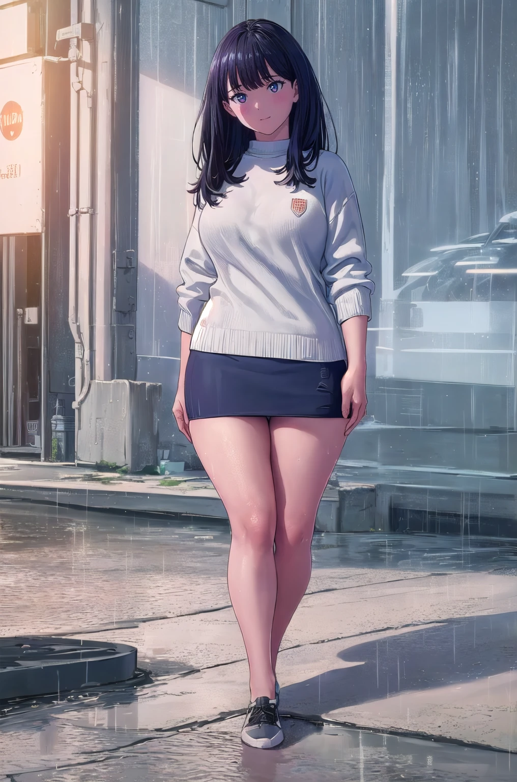 masterpiece, best quality, mix4,(8k, RAW photo, best quality, masterpiece:1.2), (realistic, photo-realistic:1.37),1girl,cute,cityscape, night, rain, wet,professional lighting, photon mapping, radiosity, physically-based rendering, full body,thighhighs,legs together, breasts, peeing,

