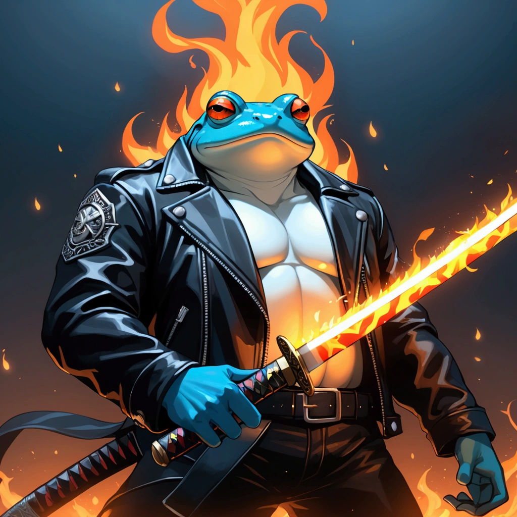 Closeup, anime art style, An extremely badass light blue and white ...