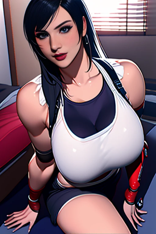 (Highly detailed CG), ( best quality ), (Highly detailed CG), ( best quality ), ( Tifa Lockhart), (Overall view) Huagai ,SWAT Clothing, Beautiful and sexy young woman , 18 years old,  Lean and muscular,  with a cool and handsome face, Sharp Eyes