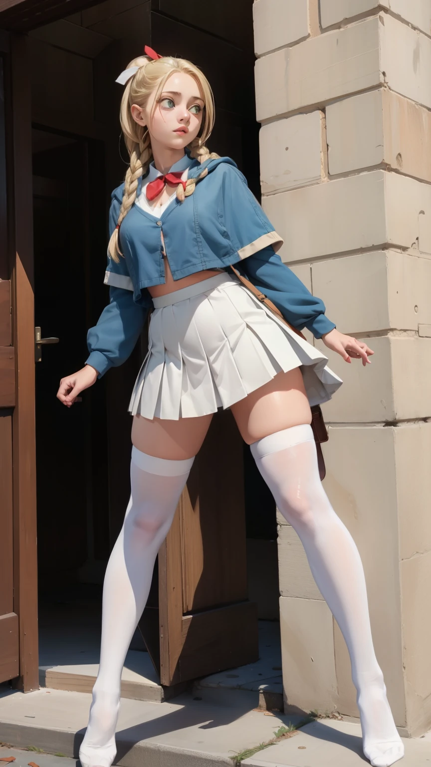 1 person、Slender woman with glasses、Looks young、Show your underwear、Sheer lace underwear、Mami Tomoe、smile、Rooftop、Are standing、Urinating while standing