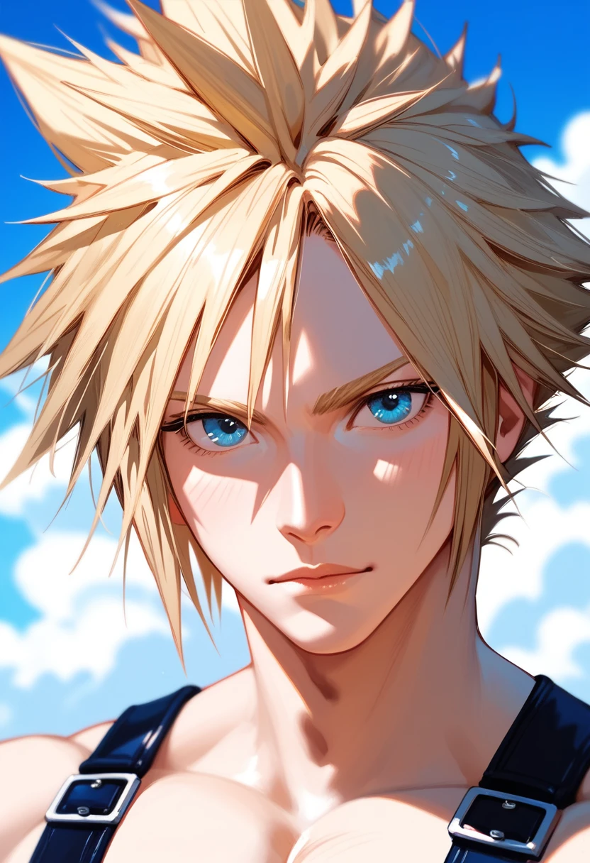 1 boy,Cloud Strife,Final Fantasy 7,handsome,face focus,portrait