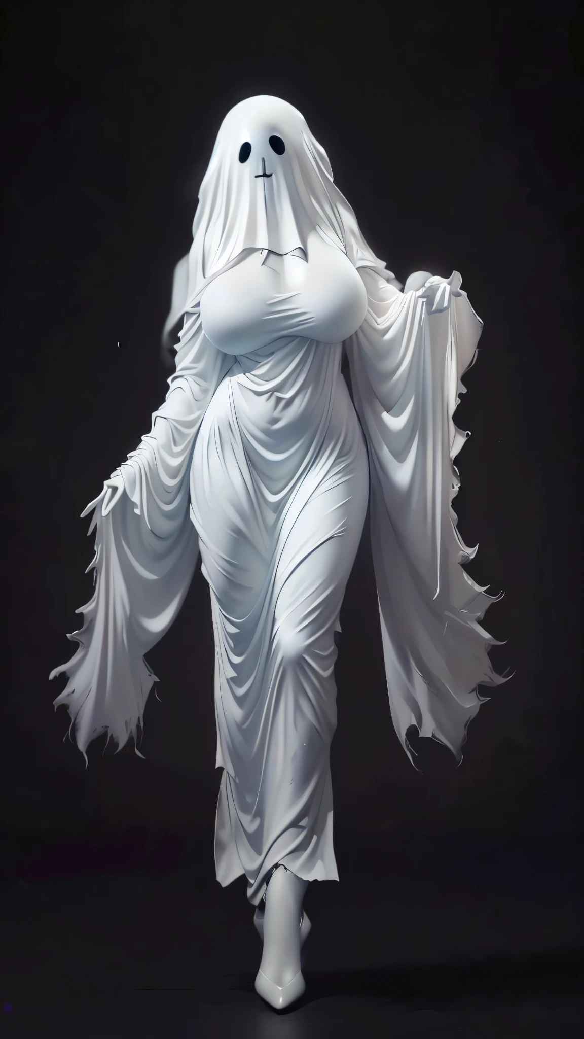 (（（figure，御姐figure,White and tender skin,（（（ghost costume,ghost,））），,(（（No Head ））),((masterpiece)),highres,((Best quality at best)),masterpiece,quality,Best quality,(（（  exquisite facial features, for the audience ,））），Huge breasts，苗条figure， black background）））