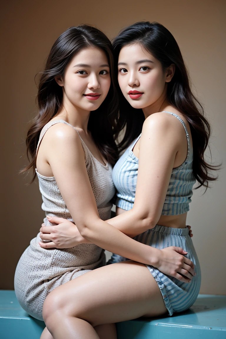 full body portrait ,fruits,Rose ,flower,Rosa,antique,A smile,,Sweet and seductive appearance.、Caravaggio's paintings、Chiaroscuro of Caravaggio,Two women frolicking,Cute smile, Expression of ecstasy