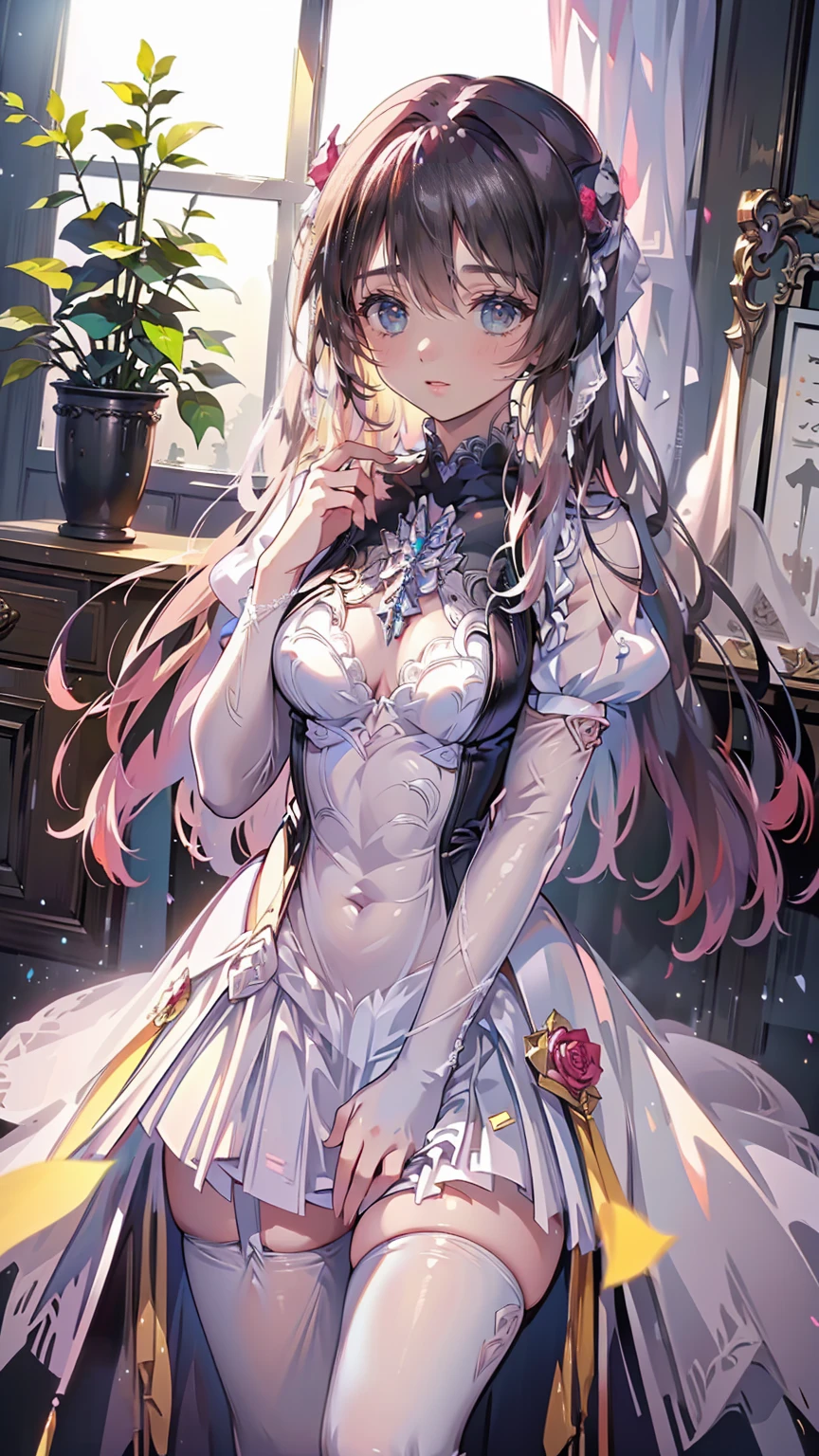 ( BEAUTIFUL GIRLS:1.3), 1 GIRL WITH HIM,masterpiece,  super high resolution  ,  rich contrast ,high quality,8k,  Highly Detailed CG Unit Wallpaper ,Texture,That&#39;s ridiculous.,RAW photo,Highest quality Anime, leaning against a tree ,Ultra-precise eyes,  growing skin  ,Glitter Effect, Beautiful Shiny Lips ,knzkrnk  , Long Hair, Grey Hair,  side lock,  twin tails, Drill Hair, twin drills, bangs, Hair between the eyes,  Hair Ornament,  Hair Ribbon , Red eyes, medium breasts, score_9,  score_8_up,  score_7_up, sauce_Anime,( Cane with Rose Chips ),Theater stage,Tilt your head.,Gothicta,( Open Your Mouth Wide and Sing )
